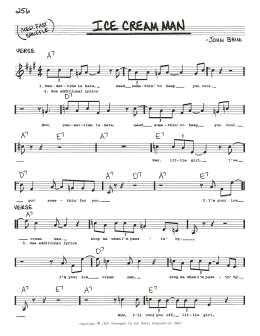 page one of Ice Cream Man (Real Book – Melody, Lyrics & Chords)