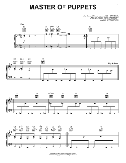 page one of Master Of Puppets (Piano, Vocal & Guitar Chords (Right-Hand Melody))
