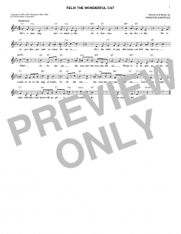 page one of Felix The Wonderful Cat (Lead Sheet / Fake Book)