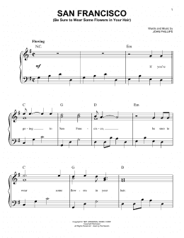 page one of San Francisco (Be Sure To Wear Some Flowers In Your Hair) (Easy Piano)