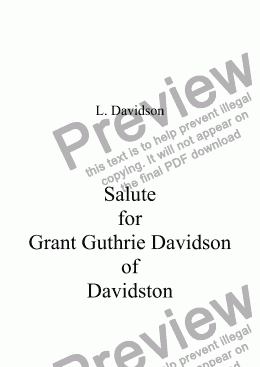 page one of Salute for Grant Guthrie Davidson of Davidston