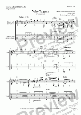 page one of Valse Tzigane (02/GS/TAB) - Version 2 mit allen drei Teilen