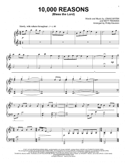 page one of 10,000 Reasons (Bless The Lord) (arr. Phillip Keveren) (Piano Solo)