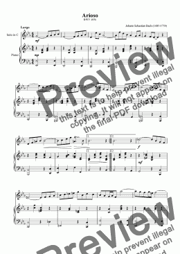 page one of Arioso - Sheet Music Download - J.S.Bach (Pno & Solo)