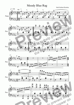 page one of Moody Blue Rag (for piano) 