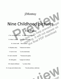 page one of Nine Childhood pictures, Children´s pieces for Piano