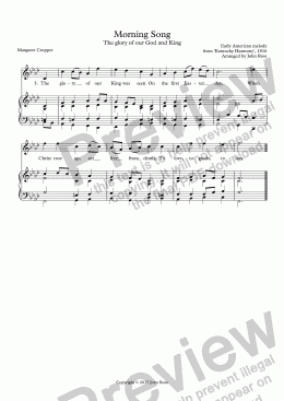 page one of Morning Song (86.86) (The glory of our King was seen) - Reharmonization, with descant