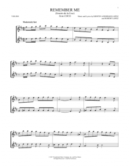 page one of Remember Me (Ernesto de la Cruz) (from Coco) (Violin Duet)