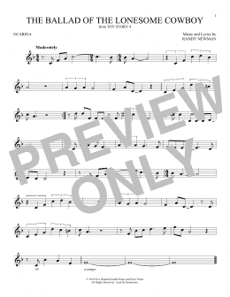 page one of The Ballad Of The Lonesome Cowboy (from Toy Story 4) (Ocarina)