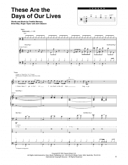 page one of These Are The Days Of Our Lives (Transcribed Score)