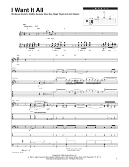 page one of I Want It All (Transcribed Score)