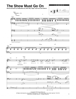 page one of The Show Must Go On (Transcribed Score)