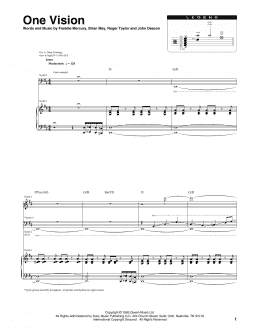 page one of One Vision (Transcribed Score)