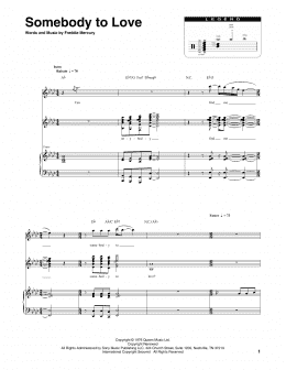 page one of Somebody To Love (Transcribed Score)
