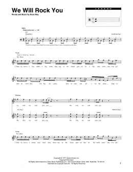 page one of We Will Rock You (Transcribed Score)