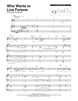 page one of Who Wants To Live Forever (Transcribed Score)