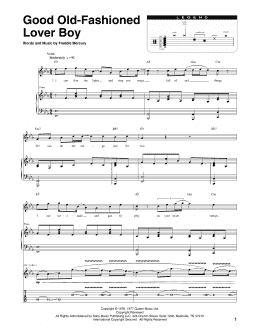 page one of Good Old-Fashioned Lover Boy (Transcribed Score)