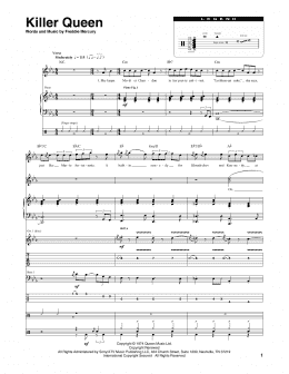 page one of Killer Queen (Transcribed Score)