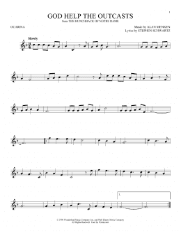 page one of God Help The Outcasts (from The Hunchback Of Notre Dame) (Ocarina)