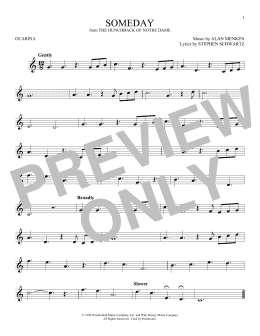page one of Someday (from The Hunchback Of Notre Dame) (Ocarina)