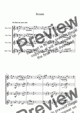 page one of Scram - Saxophone Quartet