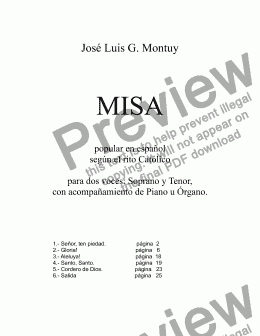 page one of Mass, for Soprano, Tenor and Piano