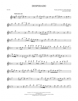 page one of Desperado (Flute Solo)