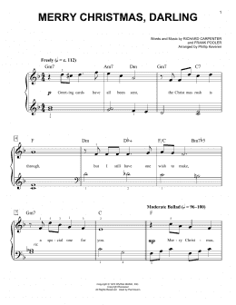 page one of Merry Christmas, Darling (arr. Phillip Keveren) (Easy Piano)