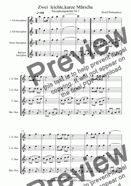page one of Zwei leichte,kurze Märsche für Saxophonquartett