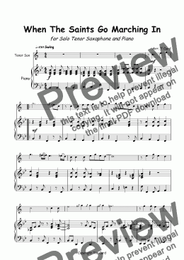 page one of When The Saints Go Marching In for Solo Tenor Saxophone and Piano