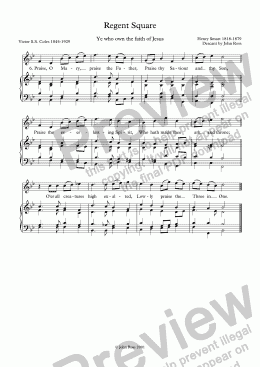 page one of Regent Square (Ye who own the faith of Jesus) - Descant