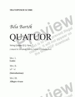 page one of Quatour (Quatour [I.], Opus 7) (Transp. Score)