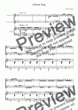 page one of  "Liberty Rag" For Clarinet Duet and Piano- Intermediate