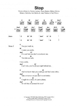 page one of Stop (Guitar Chords/Lyrics)