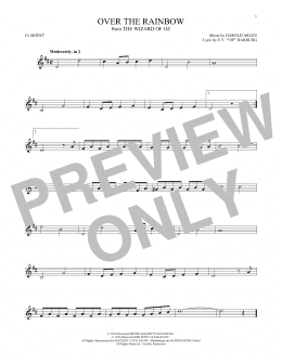 page one of Over The Rainbow (from The Wizard Of Oz) (Clarinet Solo)