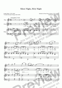 page one of Silent Night, Holy Night (SATB, Flute, Piano) (Words by Young)