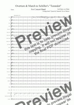 page one of Overture & March to Schiller's "Turandot" - Weber - Concert Band - Score