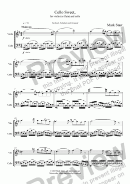 page one of Cello Sweet, for violin [or flute] and violincello