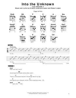 page one of Into The Unknown (from Disney's Frozen 2) (Really Easy Guitar)