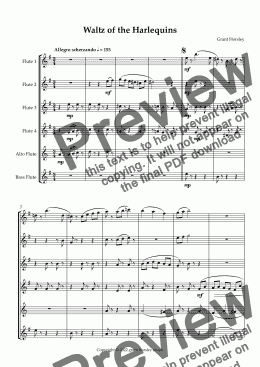 page one of  "Waltz of the Harlequins" for Flute Choir