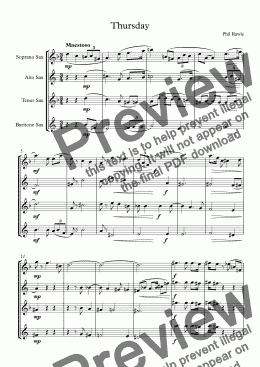 page one of Thursday - Saxophone Quartet