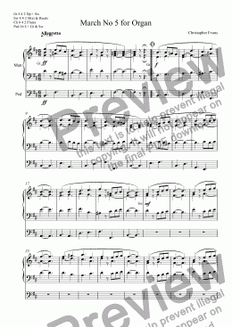 page one of March No 5 for Organ