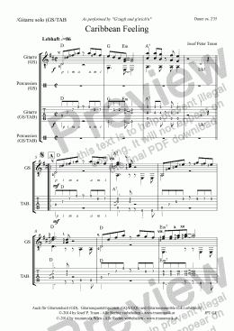 page one of Caribbean Feeling (GS plus TAB) mit Percussionteil