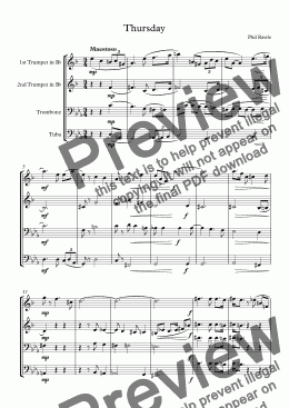 page one of Thursday - Brass Quartet