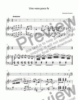 page one of Rossini - Una voce poco fa (Mendez) for trumpet Bb & piano