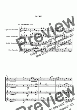 page one of Scram - Recorder Quartet