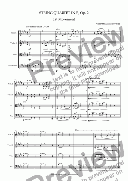 page one of William Baines: String Quartet In E