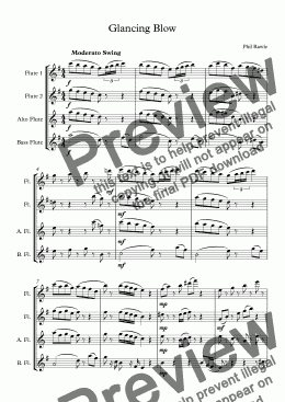 page one of Glancing Blow - Flute Quartet