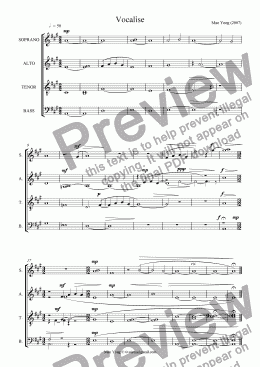 page one of Vocalise (SATB div, A Cappella)