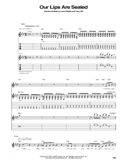 page one of Our Lips Are Sealed (Guitar Tab)